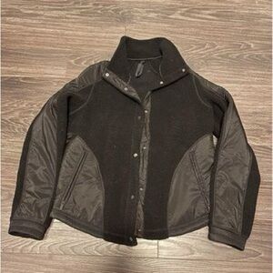 Lululemon Black Go Cozy Wool Soft Sherpa Button Up Bomber Jacket